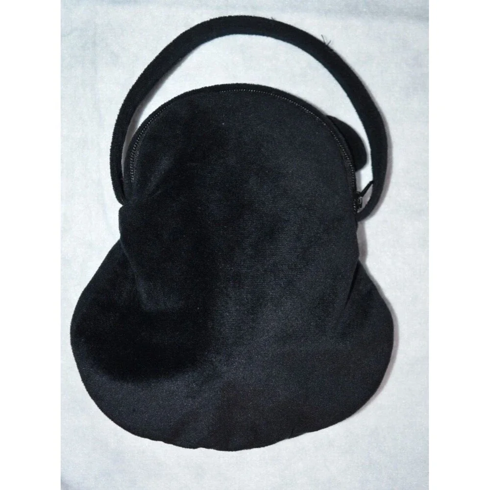 Vintage Ron Banafato Black Bear Plush Purse RBI Handbag Zips Closed Very Soft